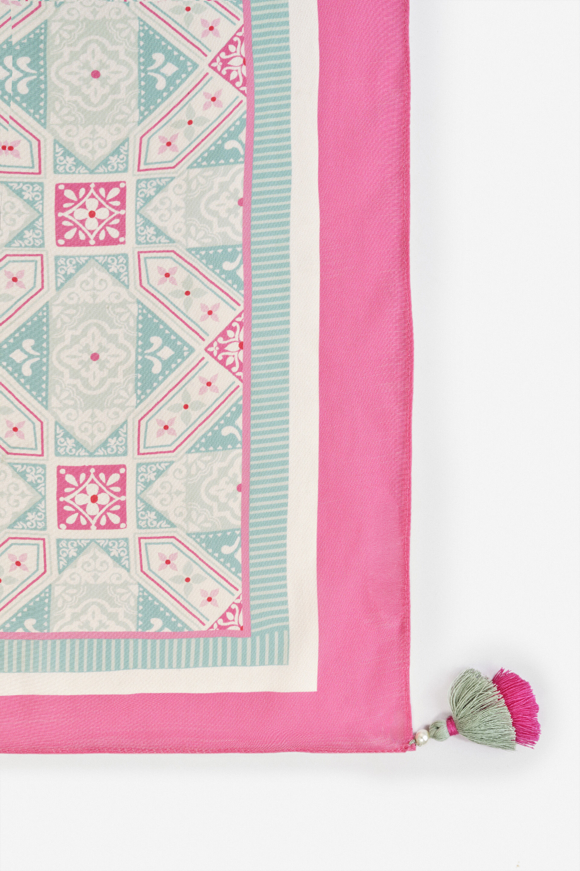 Blush Pink & Powder Green Printed Scarf, , image 2